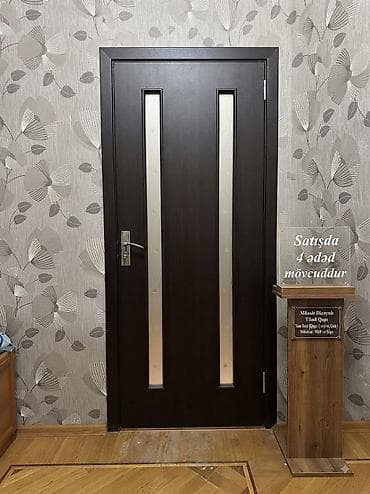 Daxili taxta qapı – müasir dizayn - Rəng: tünd qəhvəyi (vəngə