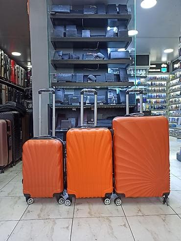 Çamadanlar: Məhsul: 3-lü sərt korpus səfər çamadan dəsti - Rəng: parlaq narıncı - — 1