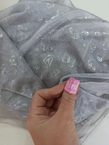 женские красные шарфы: Gümüşü parıltılı şifon şərf - Brend: Pank Accessories (etiket — 3