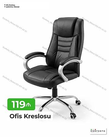 Ofis Kreslosu – 119 ₼ - Rəng: qara - Material: yumşaq ekodəri üzlük — 1