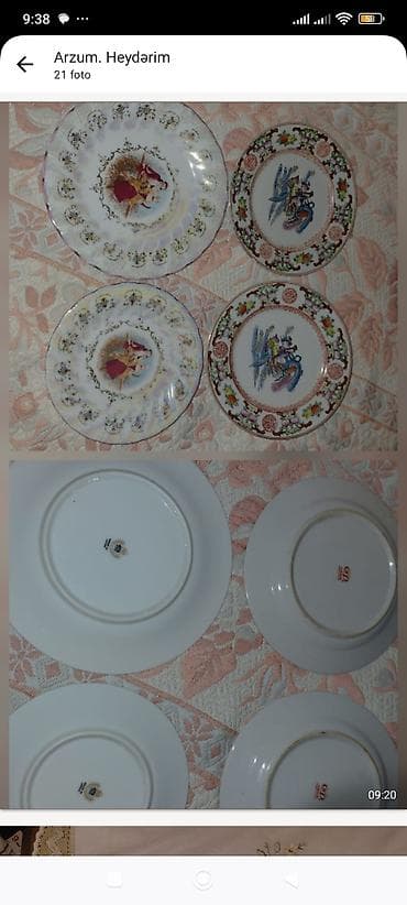 taxta gul qablari: Nahar dəsti, rəng - Göy, Farfor — 7