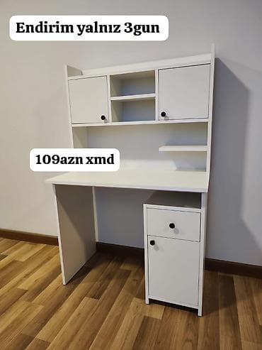 Məhsullar: - Yazı/kompüter masası – ağ rəngdə, yığcam iş küncü. Üst