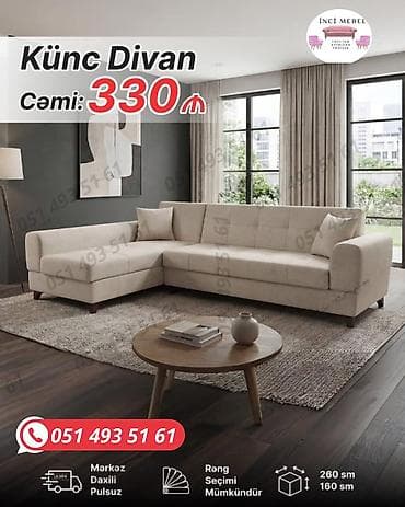 Divanlar: Künc divan, Yeni, Açılan, Bazalı, Parça, Şəhərdaxili pulsuz çatdırılma — 1