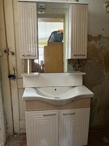 dolab ucuz: Vanna otağı üçün lavabo və güzgülü dolab dəsti - Komplekt: alt — 1