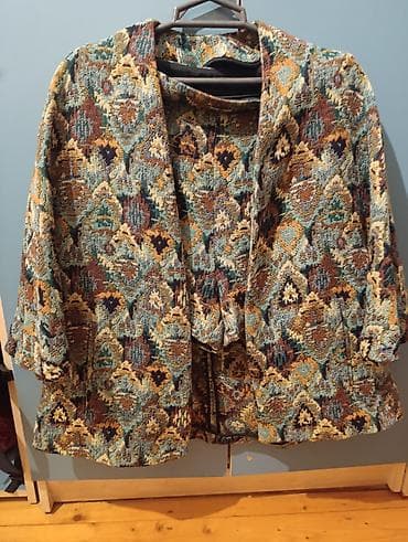 zara azerbaijan: Etnik naxışlı qadın iki parçalı dəst – jaket və şort - Parça: qalın — 1