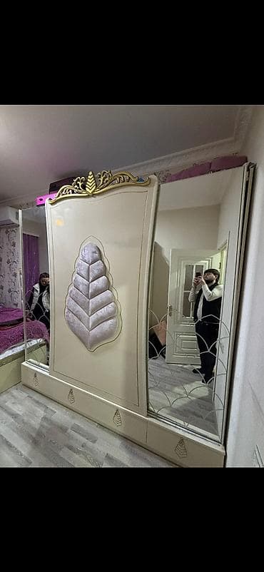 mətbəxt dolabı: 3 qapılı, Güzgülü, Bej, Digər material, Kupe, Düz dolab — 1