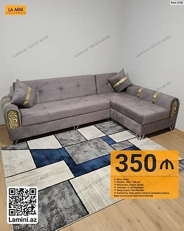 Künc divan – Kod: 2238 - Ölçü: 260 × 160 sm - Mexanizm: açılan — 1