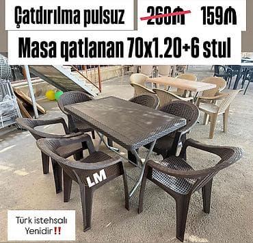 Yeni Plastik masa dəsti📌 _*Türk istehsalı masa+6STUL*_ 📌 *Qiymət — 3