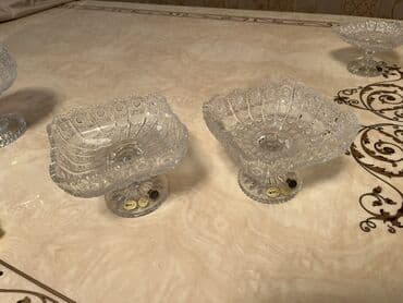 yuxuda qab qaşıq yumaq: Kristal süfrə dəsti - Zərif naxışlı, kəsim ornamentli iri kristal — 9