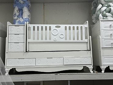 uşaq beşik: Uşaq üçün çoxfunksiyalı beşik-komod - Rəng: ağ - Material — 1
