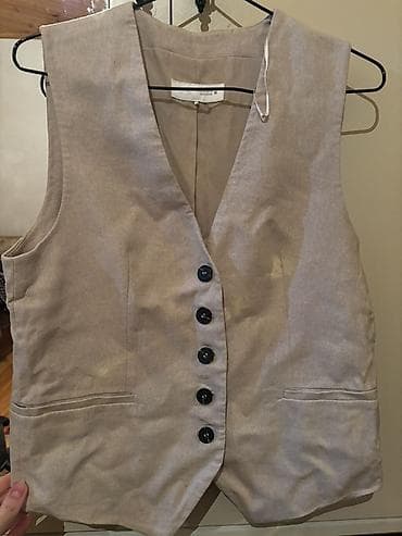 женские джинсовые жилетки: Жилет, Zara, XS, цвет - Бежевый — 3