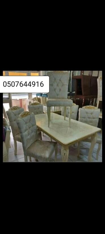 ders masaları: Qonaq otağı üçün, Yeni, Açılmayan, Dördbucaq masa, 6 stul — 5