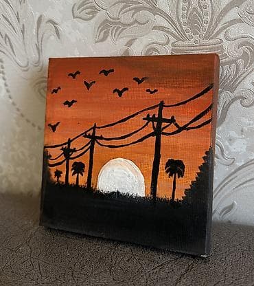 🎨 Satılır | Orijinal əl işi rəsm 11x11 sm ölçüdə, kətan üzərində əl