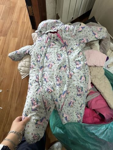 paltarı: Uşaq qış geyimləri dəsti - Qış kombinezonu: boz rəngdə, üzərində — 4