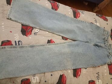 qaqa şalvarları: Klassik açıq mavi rəngdə denim cins şalvar - Kəsim: düz/relaxed fit — 3