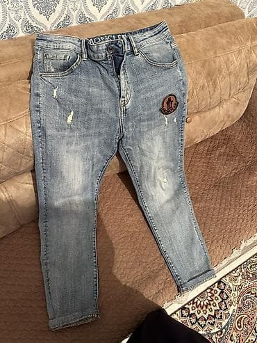 cib saatı: Moncler denim cins şalvar - Rəng: açıq mavi, yuyulma effekti və — 1