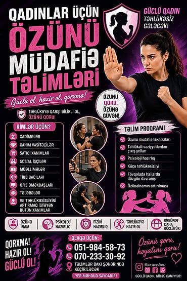 Другие курсы: Qadınlar üçün özünü müdafiə təlimləri Güclü ol, hazır ol, qorxma! — 1