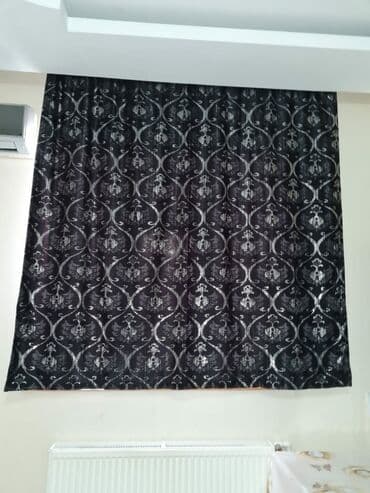 rcd perde sekilleri: İşlənmiş, Satin Pərdə, rəng - Qara, Ünvandan götürmə, Ödənişli çatdırılma — 1