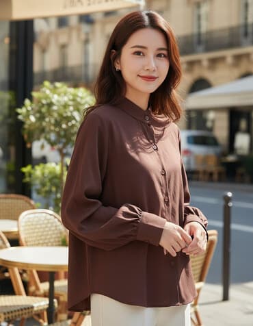 3 duymə koynək: Qəhvəyi rəng, xanım koftası. 38, 40 razmerlərə gedir. ( M,L) — 1