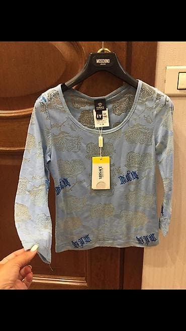 tesbeh sekilleri: Versace Jeans Couture qadın köynəyi - Rəng: açıq mavi - Naxış: bütün — 3