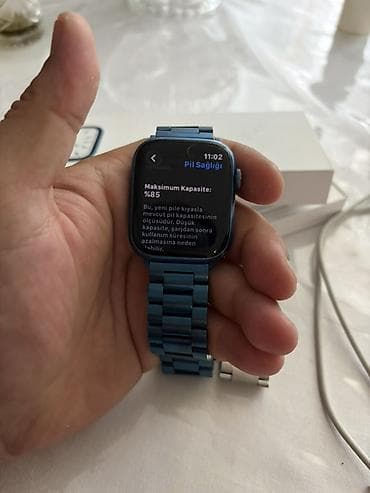 Наручные часы: Apple Watch Series 7 45mm (alüminium göy rəng korpus) – tam dəst — 4