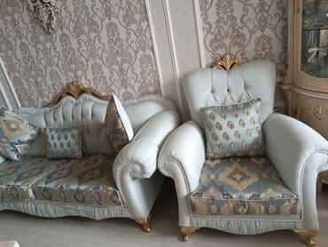 стулья и кресла: İşlənmiş, Klassik divan, Divan, 2 kreslo, Bazasız, Açılmayan — 3