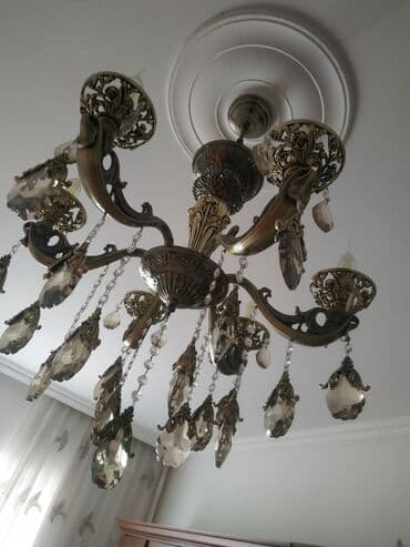 чешская люстра: Çılçıraq, 6 lampa, Xrustal — 1