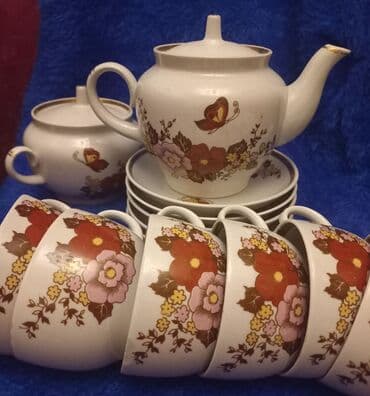 cayni servis: Çay dəsti, rəng - Ağ, Farfor — 1