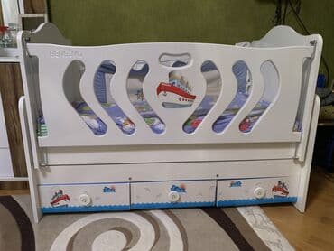 матрас двуспальный: Для мальчика, Б/у, Колыбель, С матрасом, С механизмом качания — 3