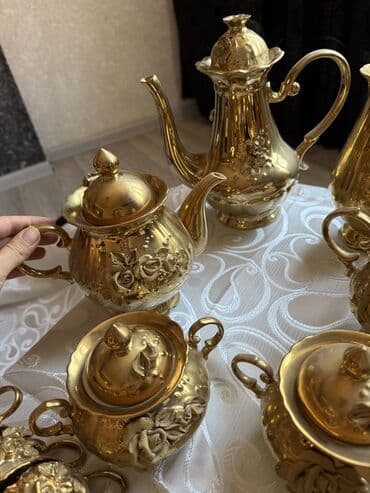 обеденный сервиз: Обеденный набор, цвет - Золотой, Фарфор, 11 персон, Чехия — 4