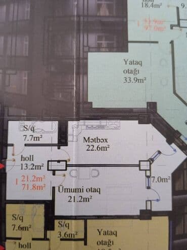 binədə evlər: 1 otaqlı, Yeni tikili, 72 kv. m — 8