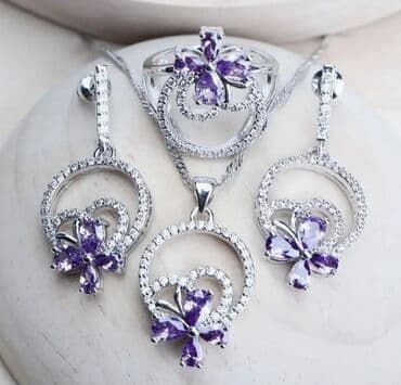 Qiymətli daşlar: Dəstə daxildir: Üzük, Sırğa, Sep, Gümüş, 925 Əyar — 7