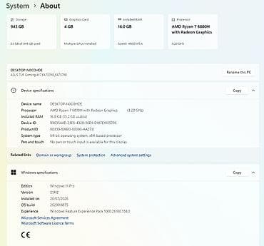 Техника и электроника: Б/у ASUS TUF Gaming, 17.3 ", AMD Ryzen 7, 1 ТБ, Самовывоз — 7