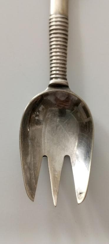 ayi sekilleri: Gümüş tonlu metal salat qaşığı (spork) - Üç dişli qaşıq ucu: həm — 4