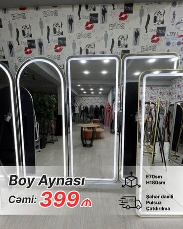 ev ucun guzgulər: Güzgü Döşəmə üstü, Sadə, Arxa işıqlı — 3