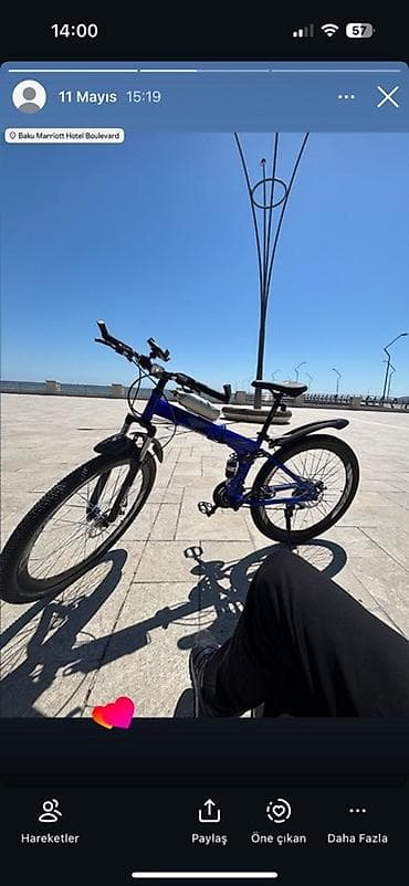 velosiped kameri: Dağ/şəhər üçün universal velosiped – mavi rəngdə, qatlanan gövdə — 4