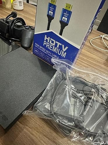 hard disk: 2 defe istifade olunub, PlayStation 2 Slim oyun konsolu seti — 4