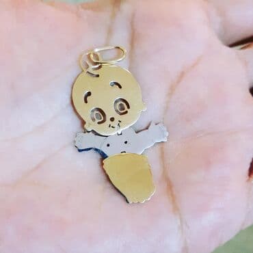 золотые комплекты с бриллиантами в баку: Кулон, Имена, Желтое золото, 585 проба, Без камня — 1