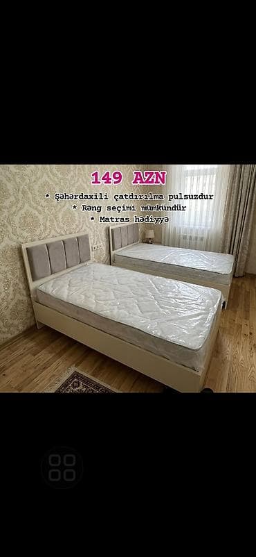 Tək nəfərlik taxt/çarpayı dəsti - Korpus: ağ rəngli, minimal dizaynlı — 4