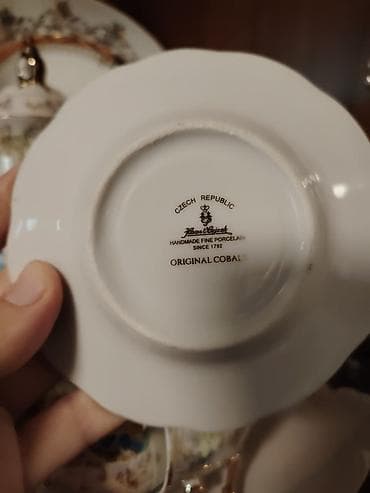 cay samavari: Çay dəsti, rəng - Qızılı, Farfor, Çexiya — 2