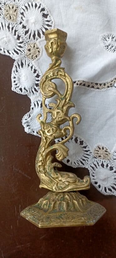 Pastel dəstləri: Bürünc şamdan – dekorativ, fiqurlu gövdəli,qədim - Material: tökmə — 3