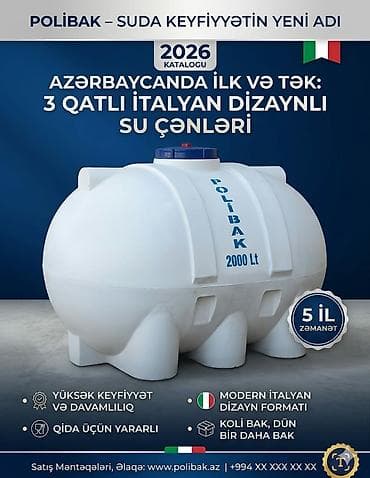 su cen: Polibak su çənləri, 3 qat izolasiyalı, anti bakterial, zərbəyə istiye — 1
