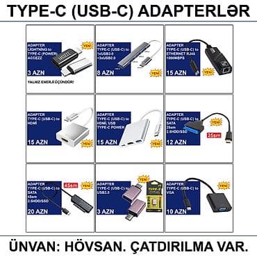 Masaüstü kompüterlər və komponentlər: Adapterlər/Konverterlər (Çeviricilər) 📍Ünvan: Bakı şəh, Suraxanı ray — 7