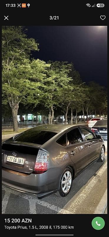 prius oturacaq: Toyota Prius: 1.5 l | 2008 il Hetçbek — 3