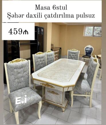 misar dasi qiymeti: Qonaq otağı üçün, Açılmayan, Dördbucaq masa, 6 stul — 1