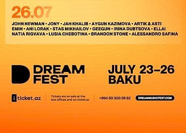 klarnet a: Dreamfest 26 iyul üçün B0 sektorunda yanaşı 2 bilet. Ancaq vatsapla — 1
