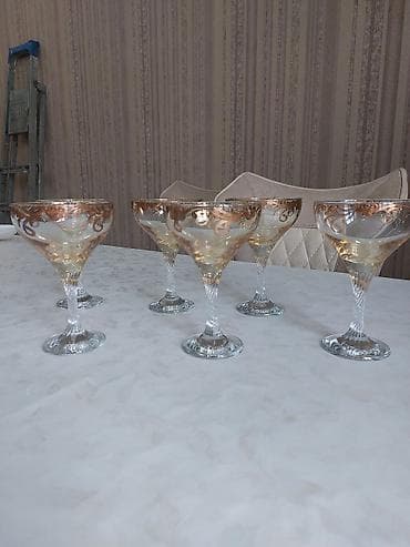 qizil qablari: Qədəhlər, rəng - Qızılı, Şüşə, 6 ədədli dəst — 2