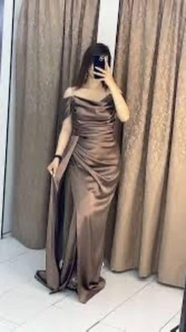 atlas kofta: Qadın gecə/libas - Rəng: isti şokolad/bronza tonu - Parça: atlas — 1