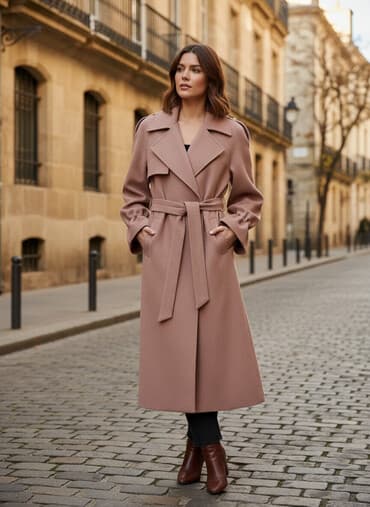 пудра криолан: Плащ, цвет - Бежевый — 1