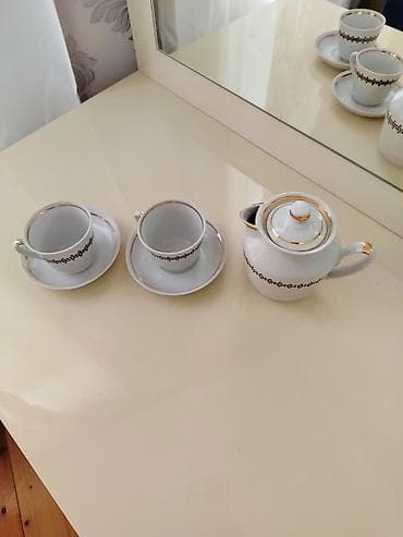 Mətbəx aksesuarları: Çay dəsti, rəng - Ağ, Farfor, 2 nəfərlik — 2